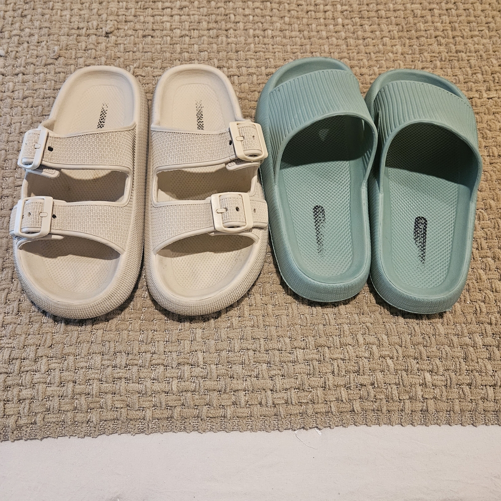 Stylish Cream and Green Women's Sandals